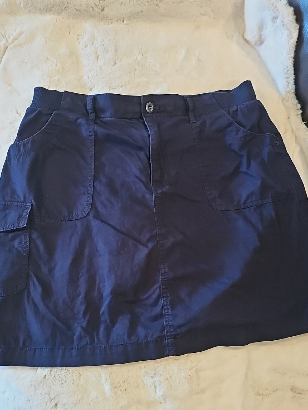 Croft And Barrow Navy Cotton Pocket Mini Skirt